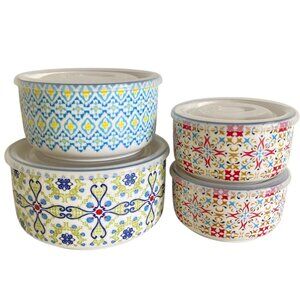 Signature Stoneware Storage Bowls With Vent Lids 8Pc